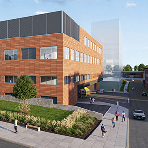 Architectural rendering of the OmniaBio facility at Hamilton’s McMaster Innovation Park