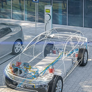 Generic electric car with battery visible
