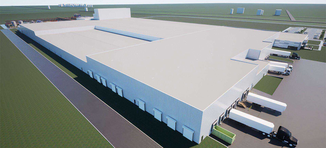 Rendered image of Asahi Kasei’s new lithium-ion battery separator plant in Port Colborne, Ontario