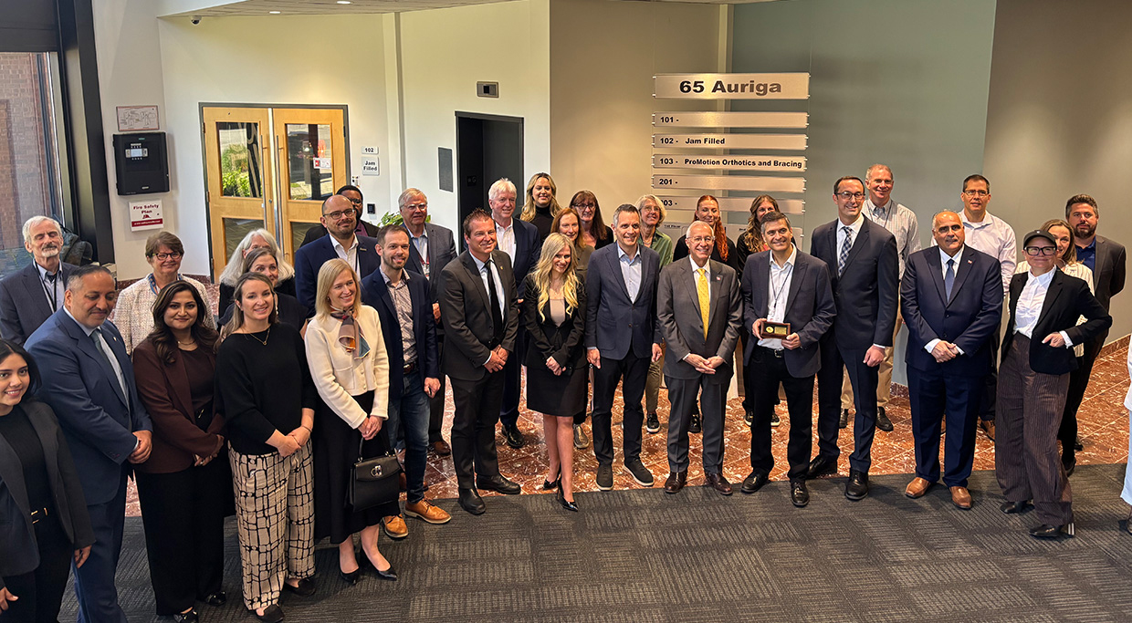 Group photo of team at Ross Video Announcement