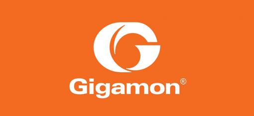 The Gigamon Logo with an orange background